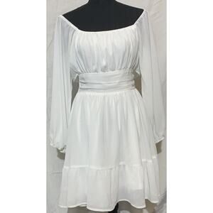Forolav White Flowy Tie Back Dress Medium Bridal Shower Bride